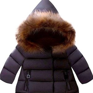 Hooded Snowsuit Winter Warm Fur Collar Hooded Down Windproof Jacket Outerwear
